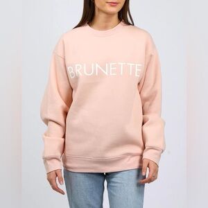 NWOT - BRUNETTE THE LABEL - Peach 🍑 Core Crew “BRUNETTE” Sweatshirt. XS/Small